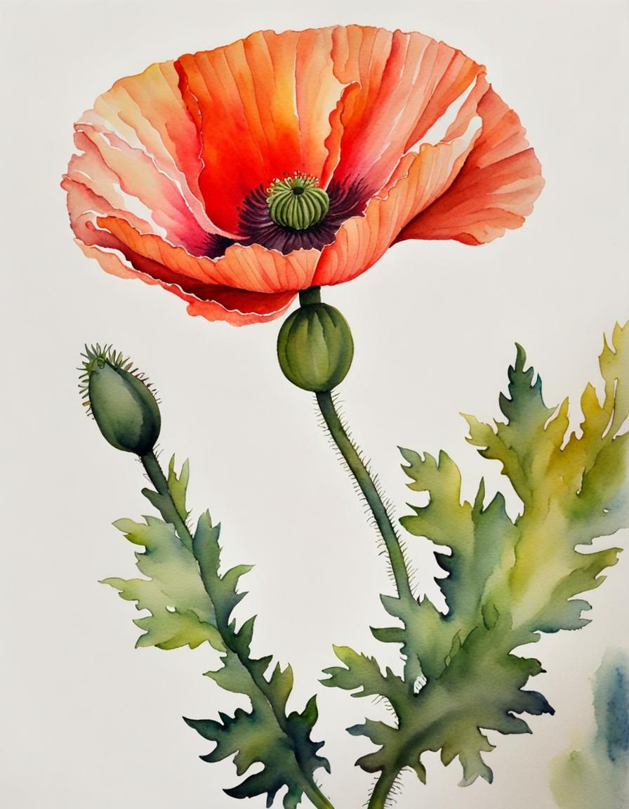 Watercolor Poppy Painting