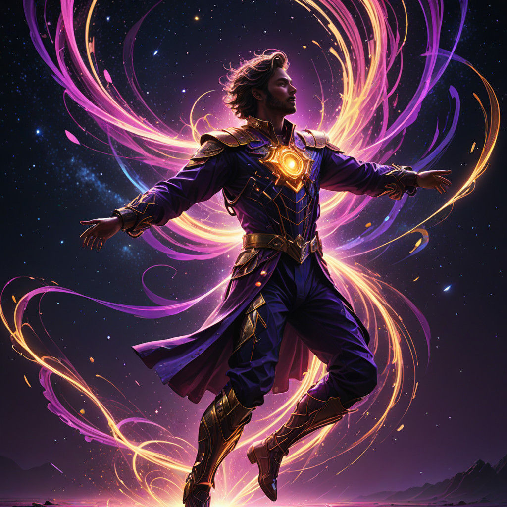 Dreamlike Cosmic Dance in Vibrant Digital Art