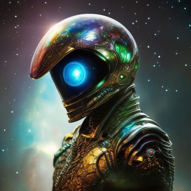 Reptilian Alien in Spacesuit Portrait