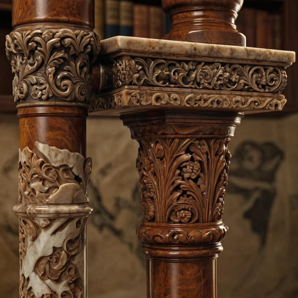 Ornate Marble Pipe Still Life in Old Masters Style