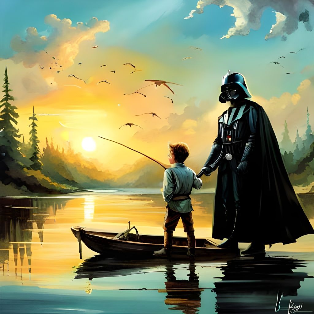 Darth Vader and Luke Skywalker Fishing