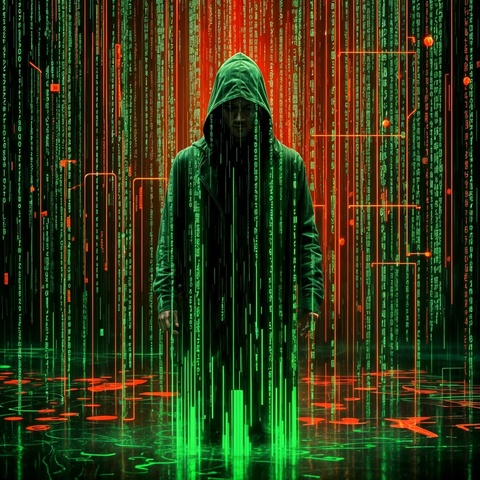 Matrix-Style Digital Rain of Code Streams