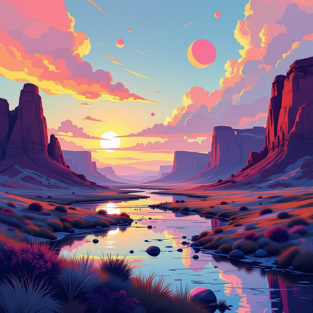 Dreamlike Scene in Surrealist Abstract Style