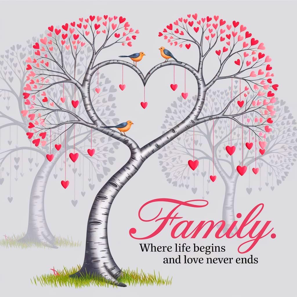 Enchanting Silver Birch Tree in Heart-Shaped Trunk with Vibr...