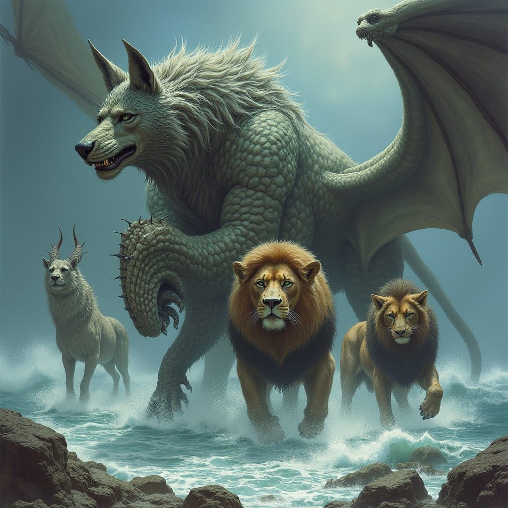 Regal Beast of the Deep: Wolf, Lion, and Dragon in Harmony