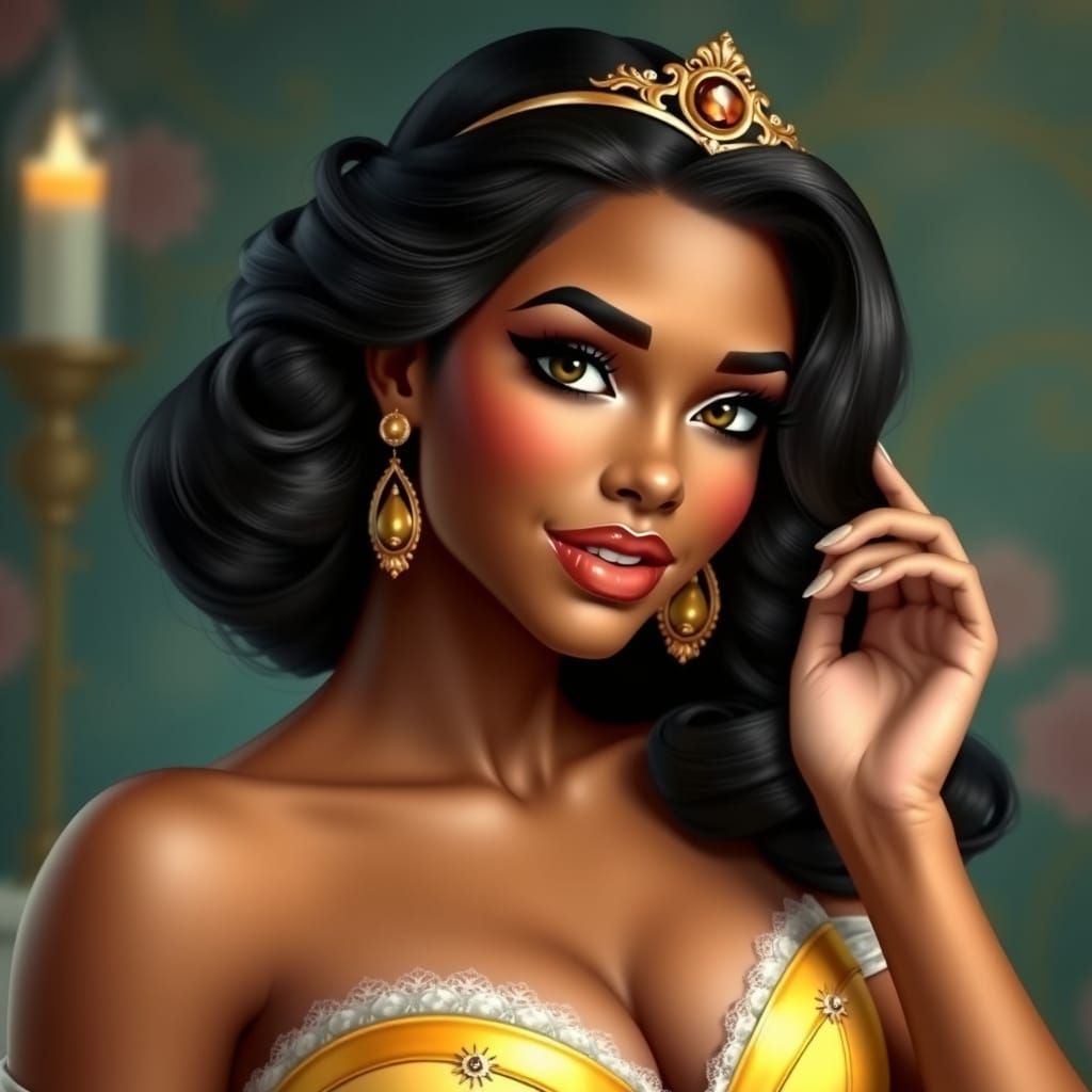 Hyperrealistic Disney Princess Pin-Up Art