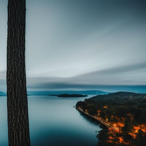 Hyperrealistic Girl in Dark Forest Photography