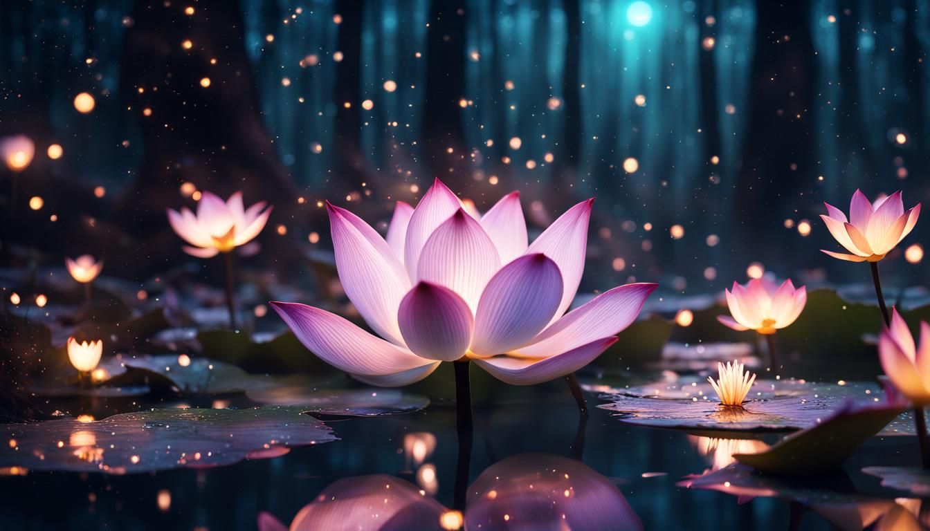 Night Forest with Fireflies: 8K Digital Art