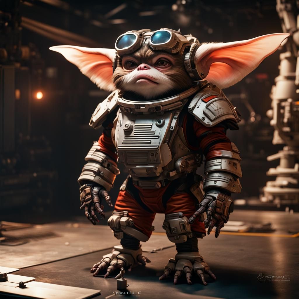 Mogwai Gizmo in Sci-Fi Combat Armor