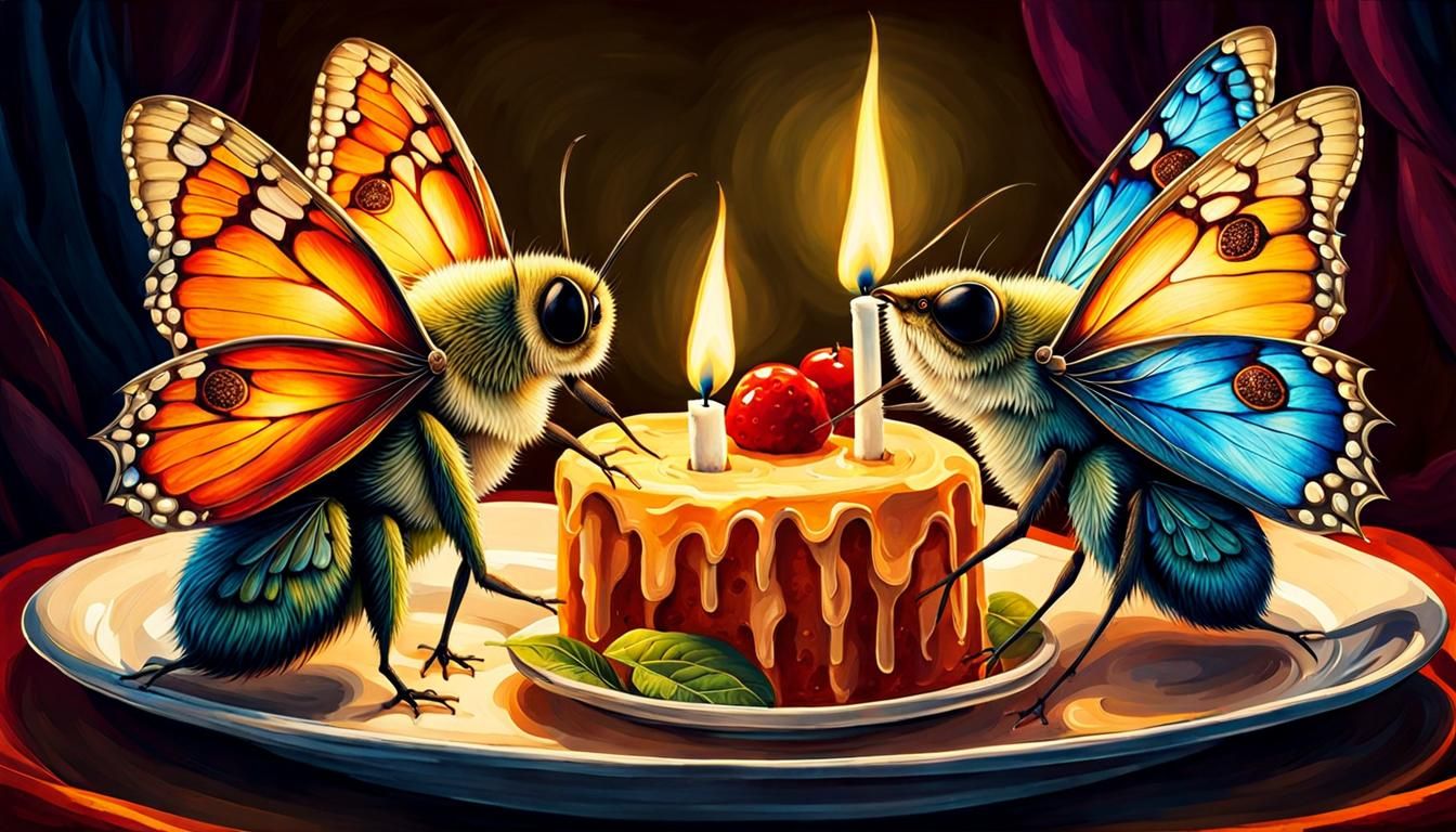 Elegant Moths Enjoying a Candlelight Dinner