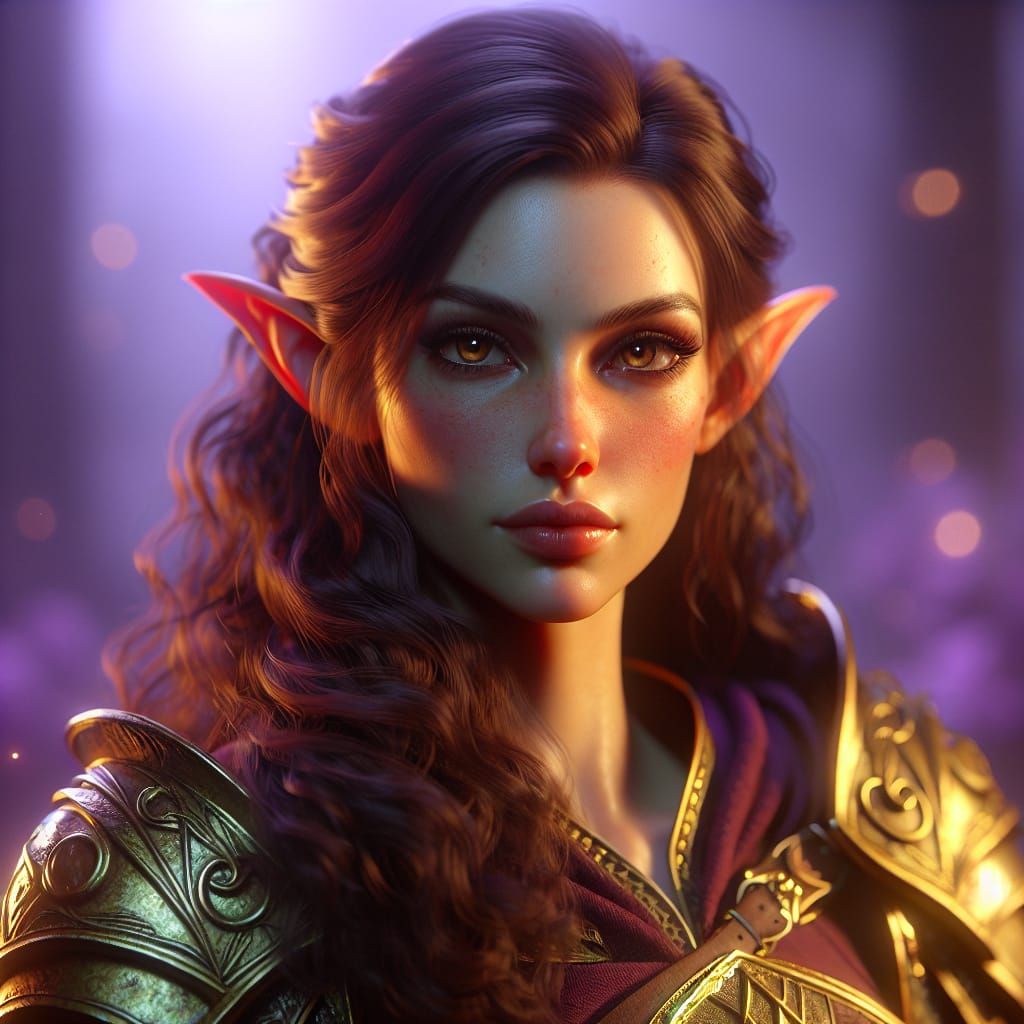 Half-Elf Cleric of Shar in Detailed Dark Fantasy