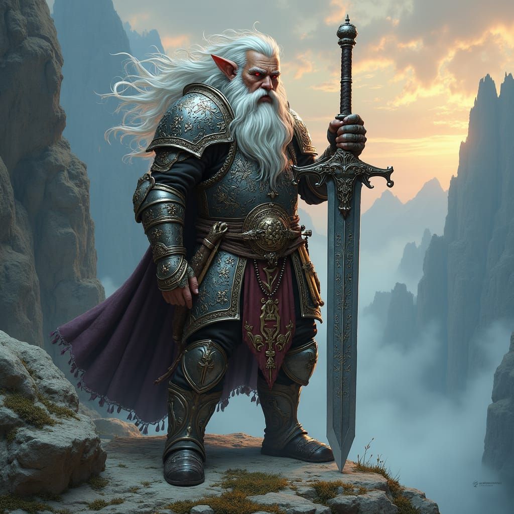 Heroic Dwarf Paladin with Great Sword