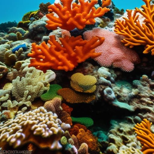 Lush Coral Reef Ecosystem in Sharp Focus
