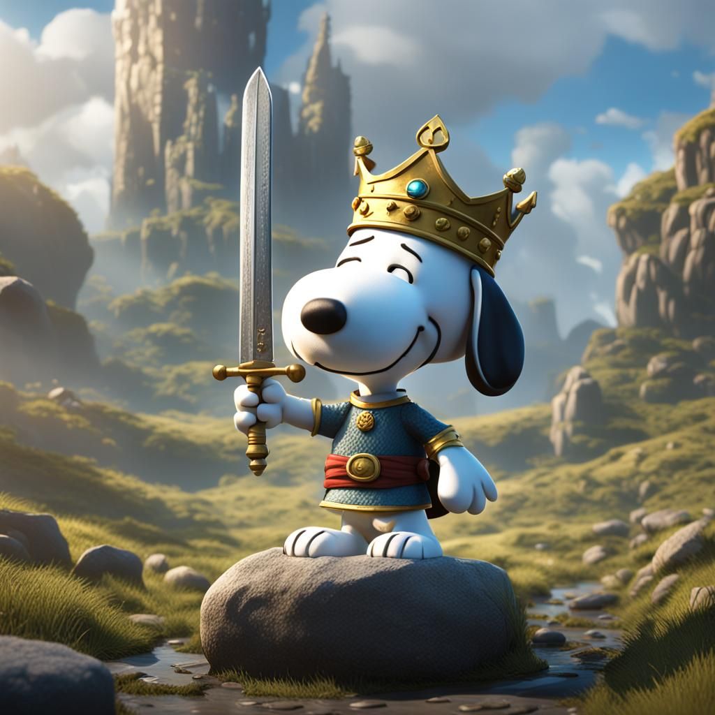 Snoopy as King Arthur: Sword in Stone