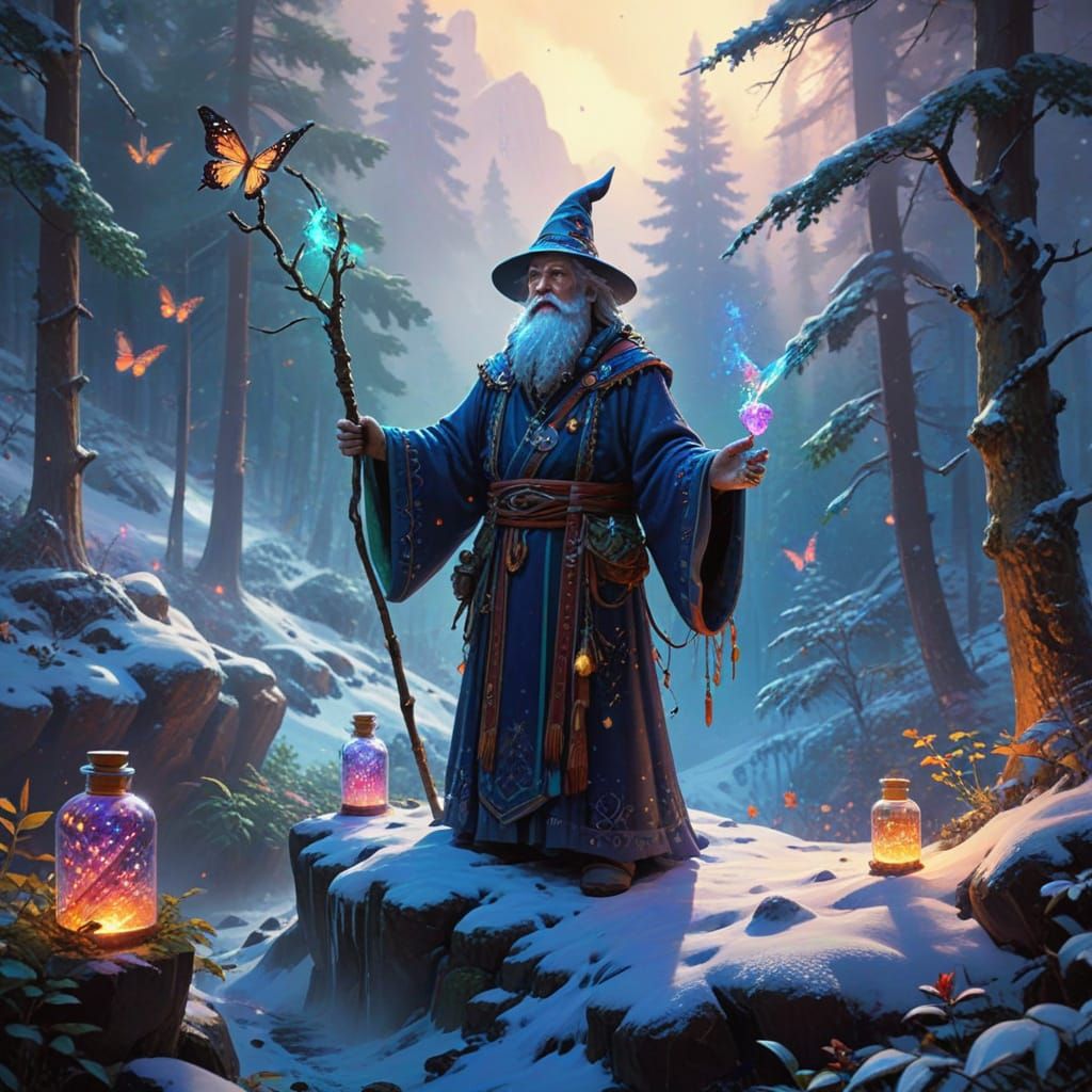 Wise Wizard and Magical Potions, in Golden Age Illustration ...