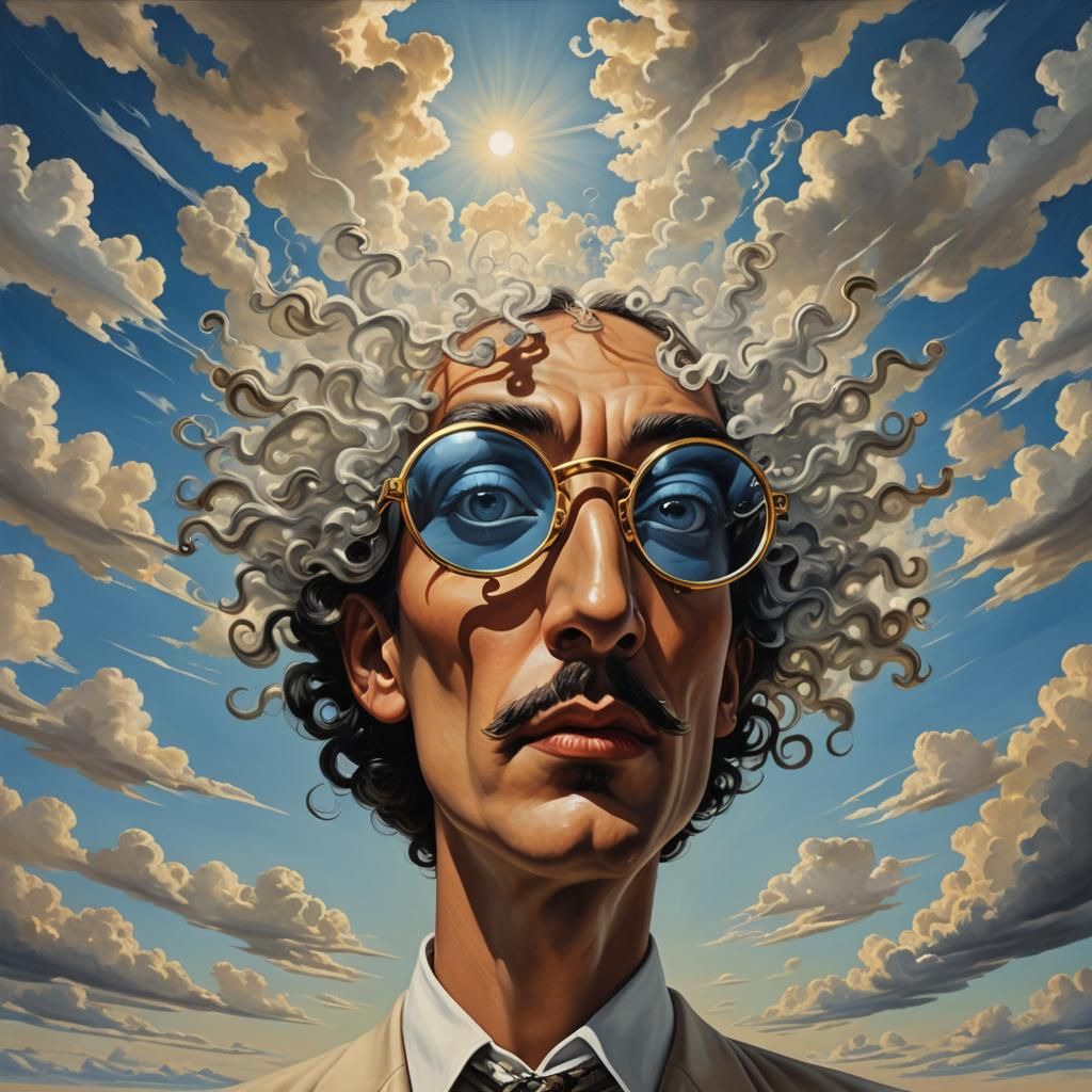 Surreal Person with Glasses in Dreamscape, Dalí Style