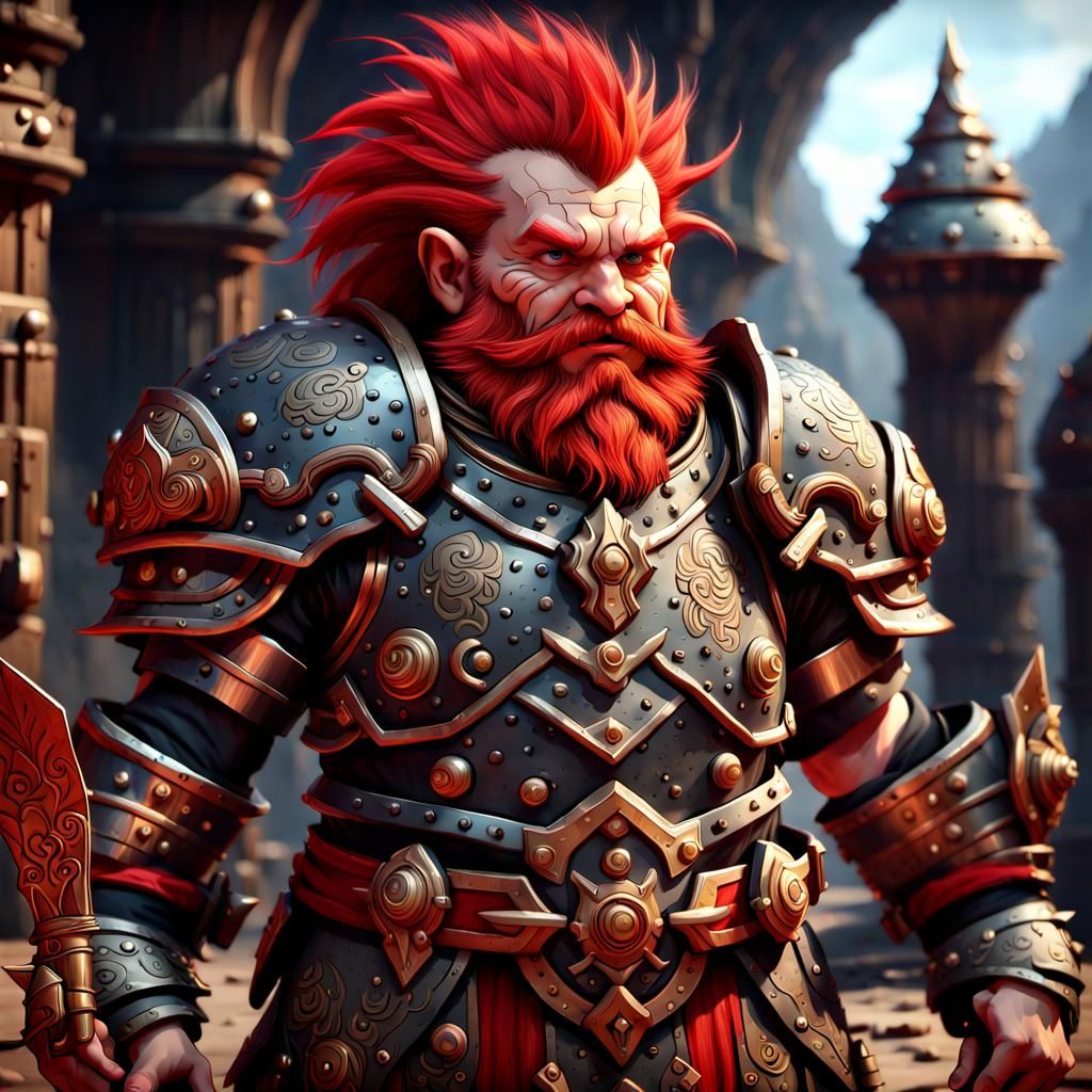 Futuristic Dwarf Warrior in Ornate Armor: Fantasy Concept Ar...