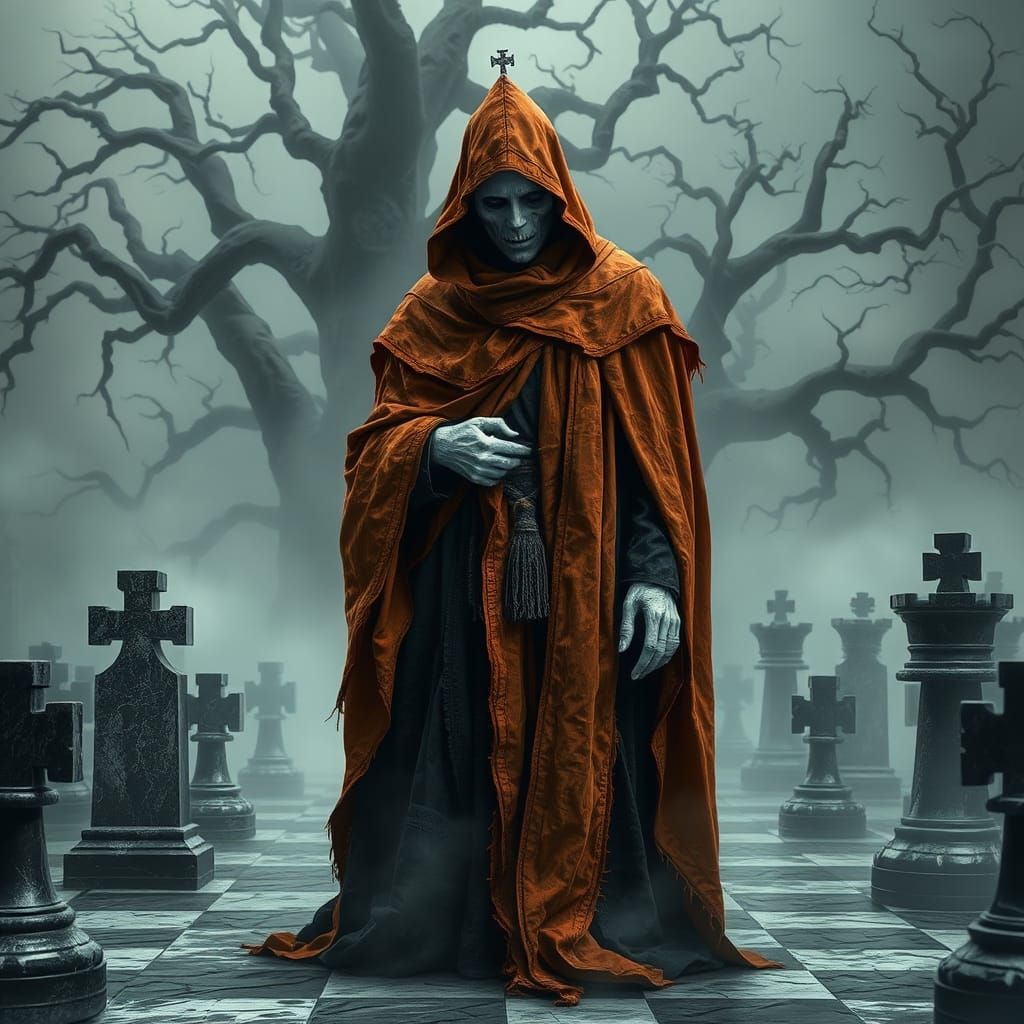 Halloween Chess Reaper in Gothic Horror Style