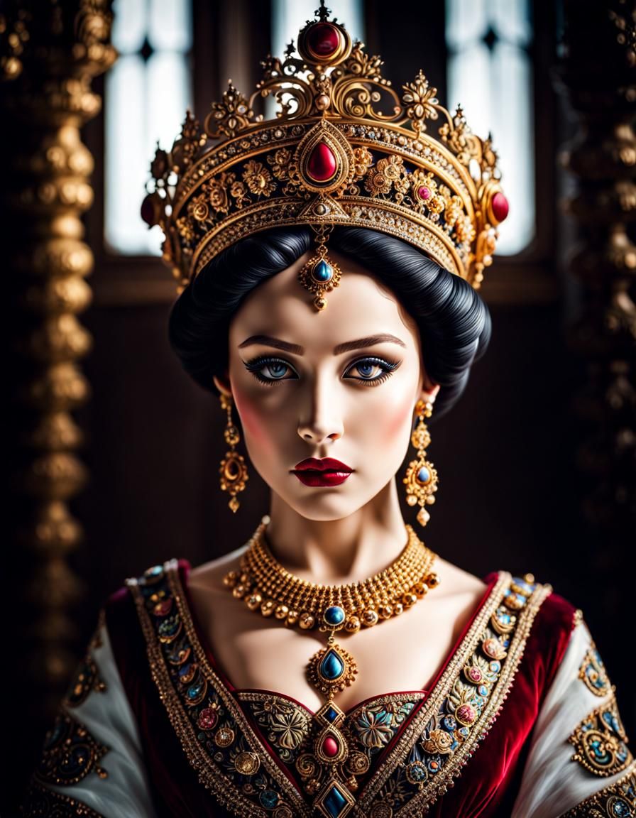 Hyperrealistic Childlike Empress Portrait in Soft Focus