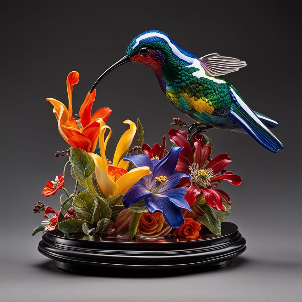 Blown Glass Hummingbird Sculpture by Dale Chihuly