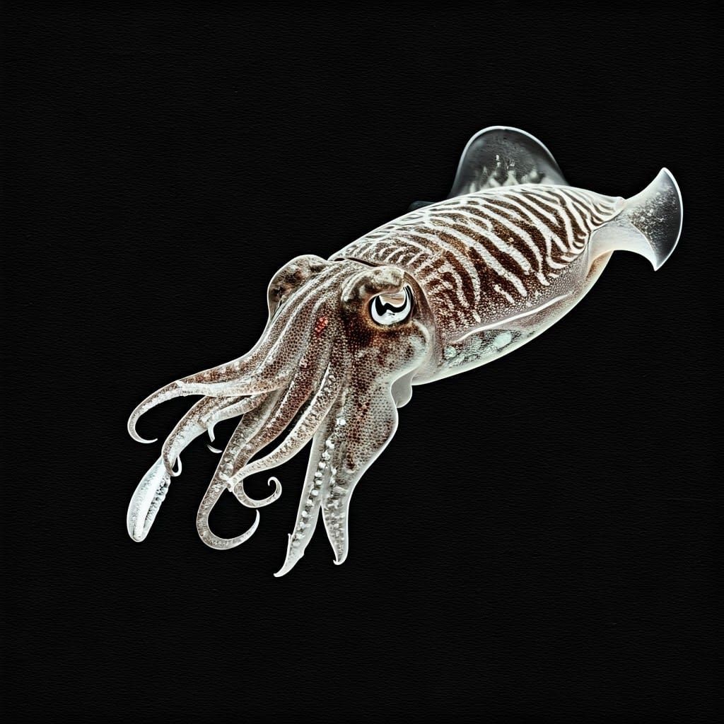 Abstract Cuttlefish in Black and White