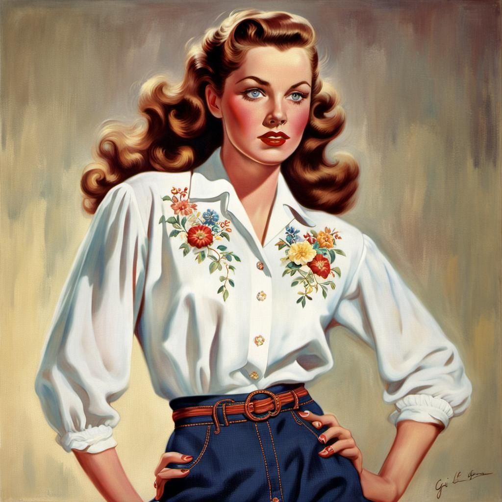 Pin-Up Woman with Voluminous Hair