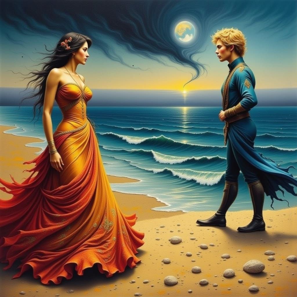 Couple's Hands Flowing Blood on Sand