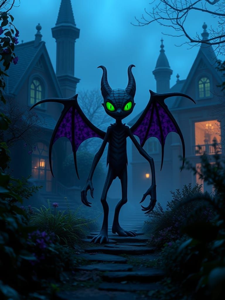 Chimera in Victorian Garden, Disney Pixar Style