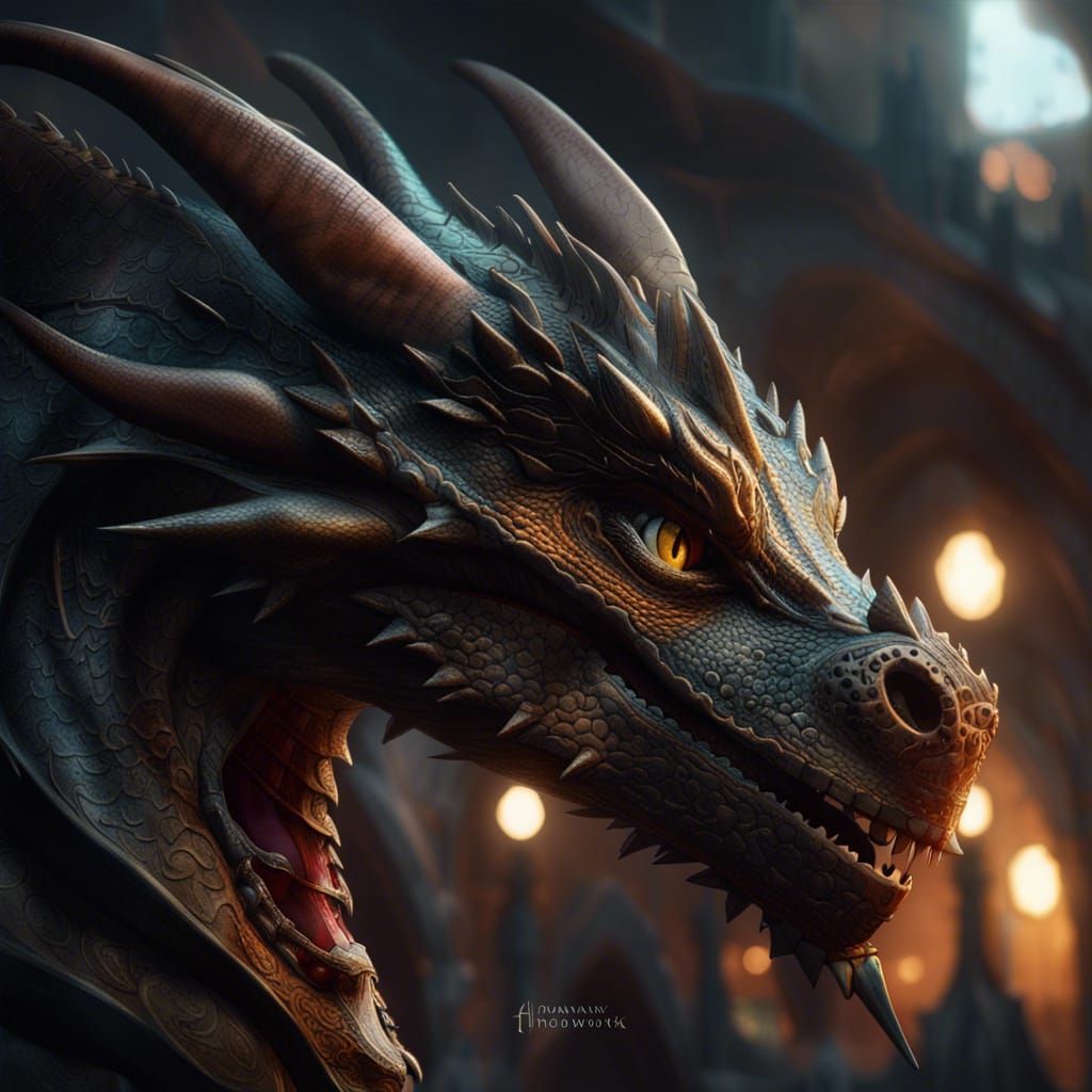 Majestic Dragons in Dark Fantasy Style