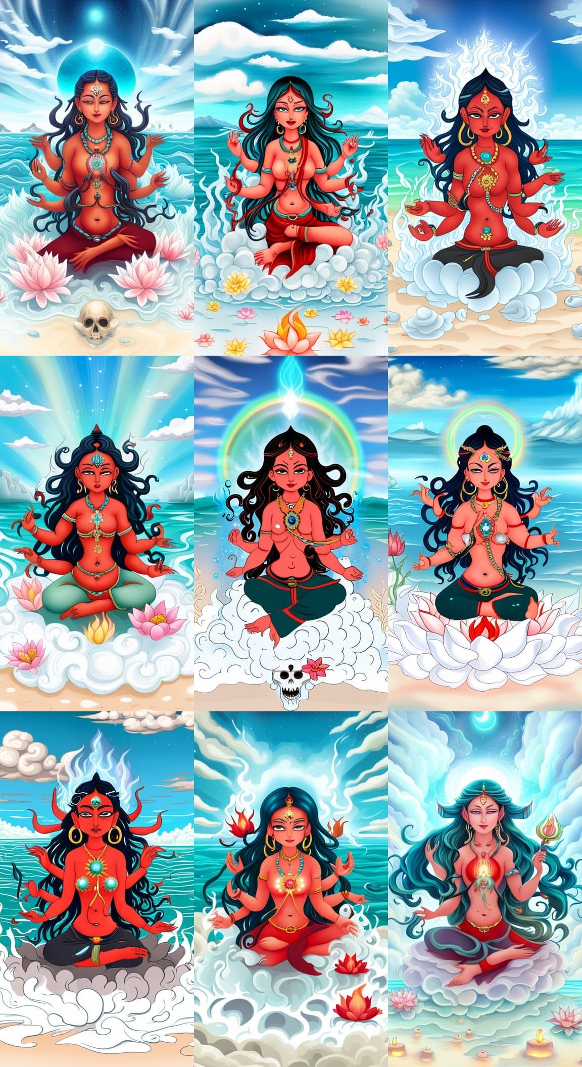 Chibi Vajrayogini Goddess on Beach in Anime Style