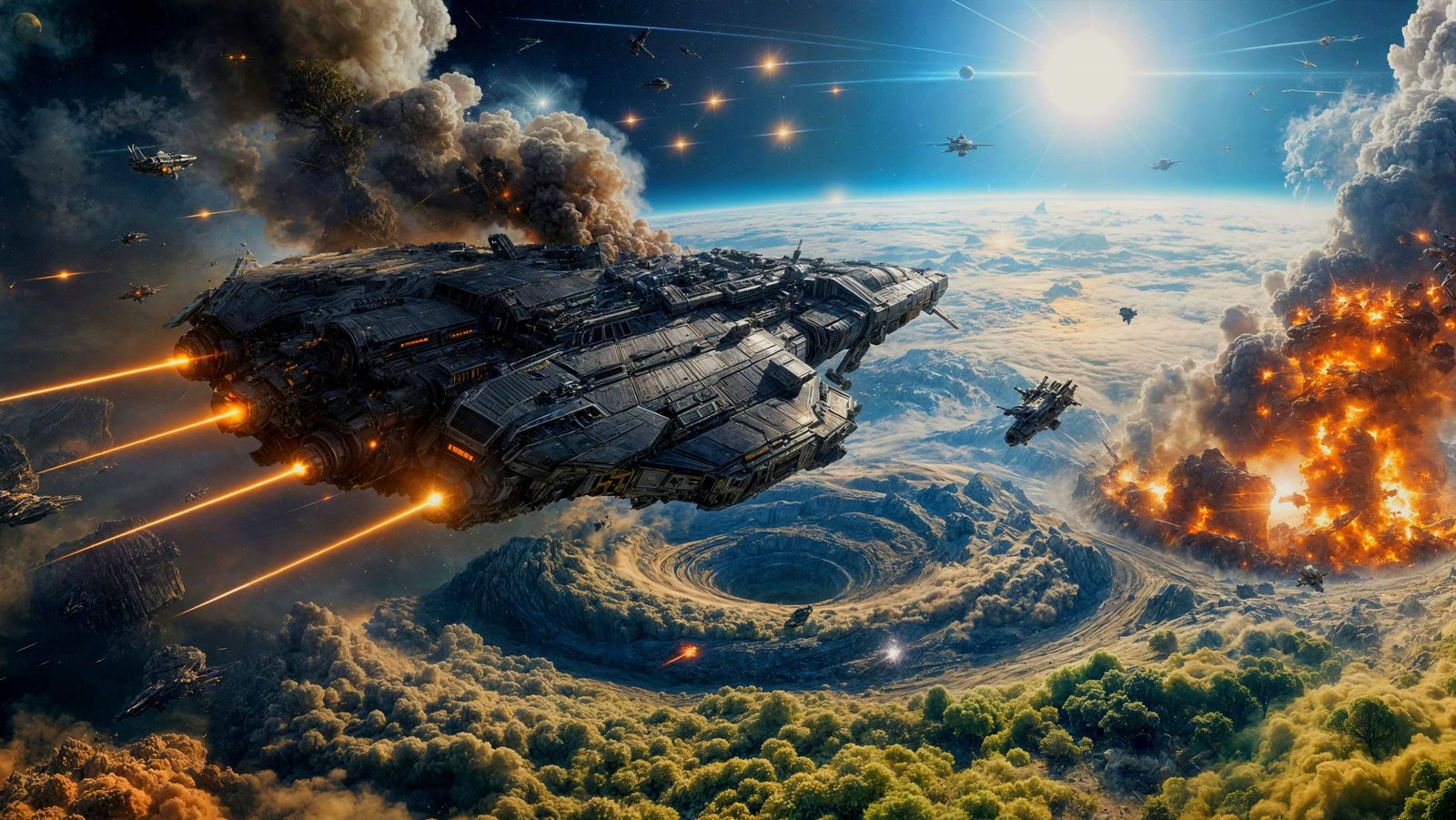 Epic Space Battle in 3D Cinematic Style