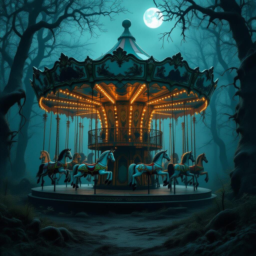 Abandoned Carousel in Enchanted Forest