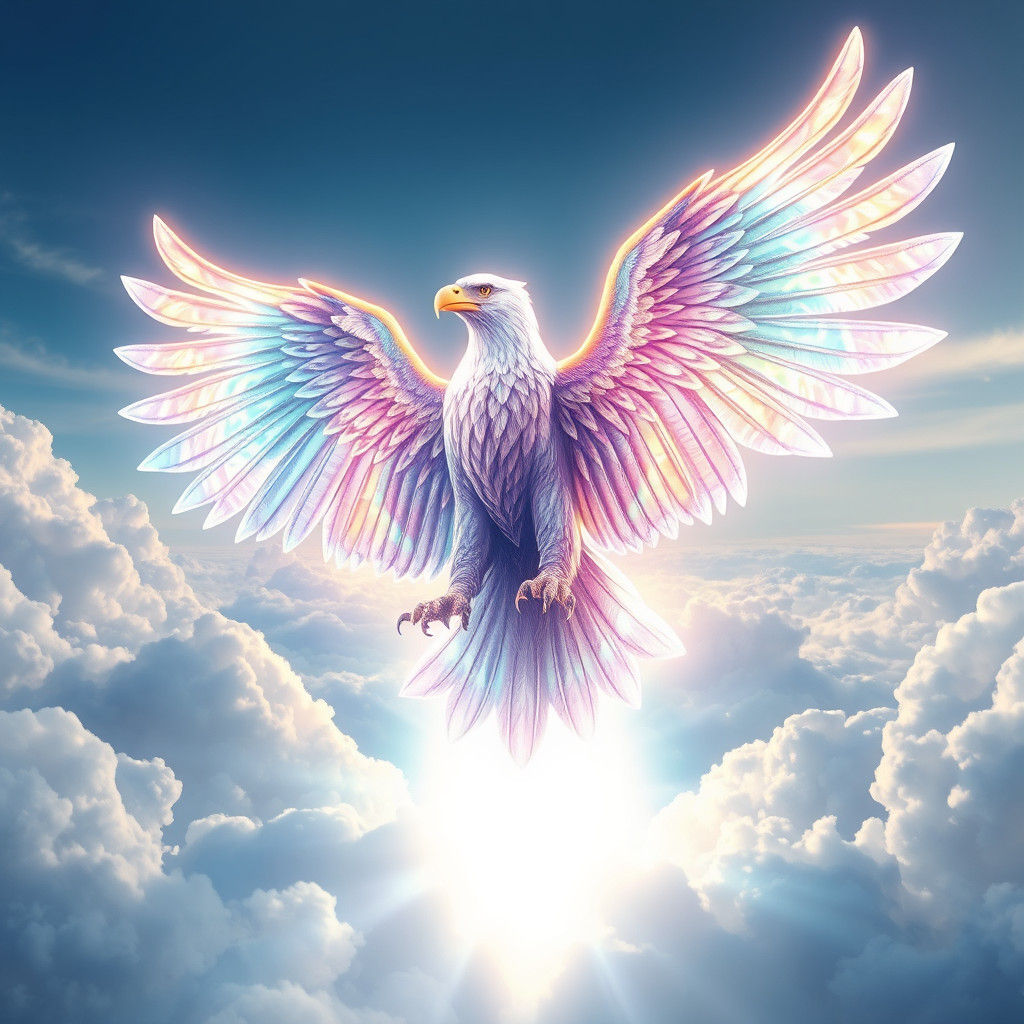 Iridescent Eagle Patronus Soaring in Ethereal Sky