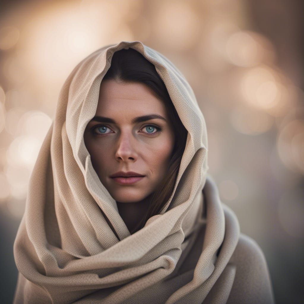 Woman in Shroud: Professional Photography with Bokeh