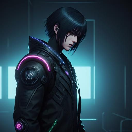 Anime VIP Portrait in Dark Neon Futuristic Style