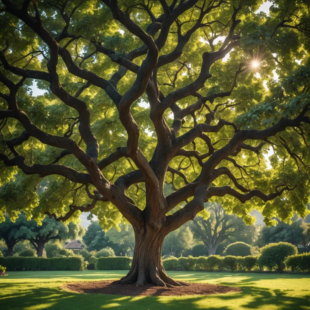 Giant Walnut Tree Shadow in Garden Photography