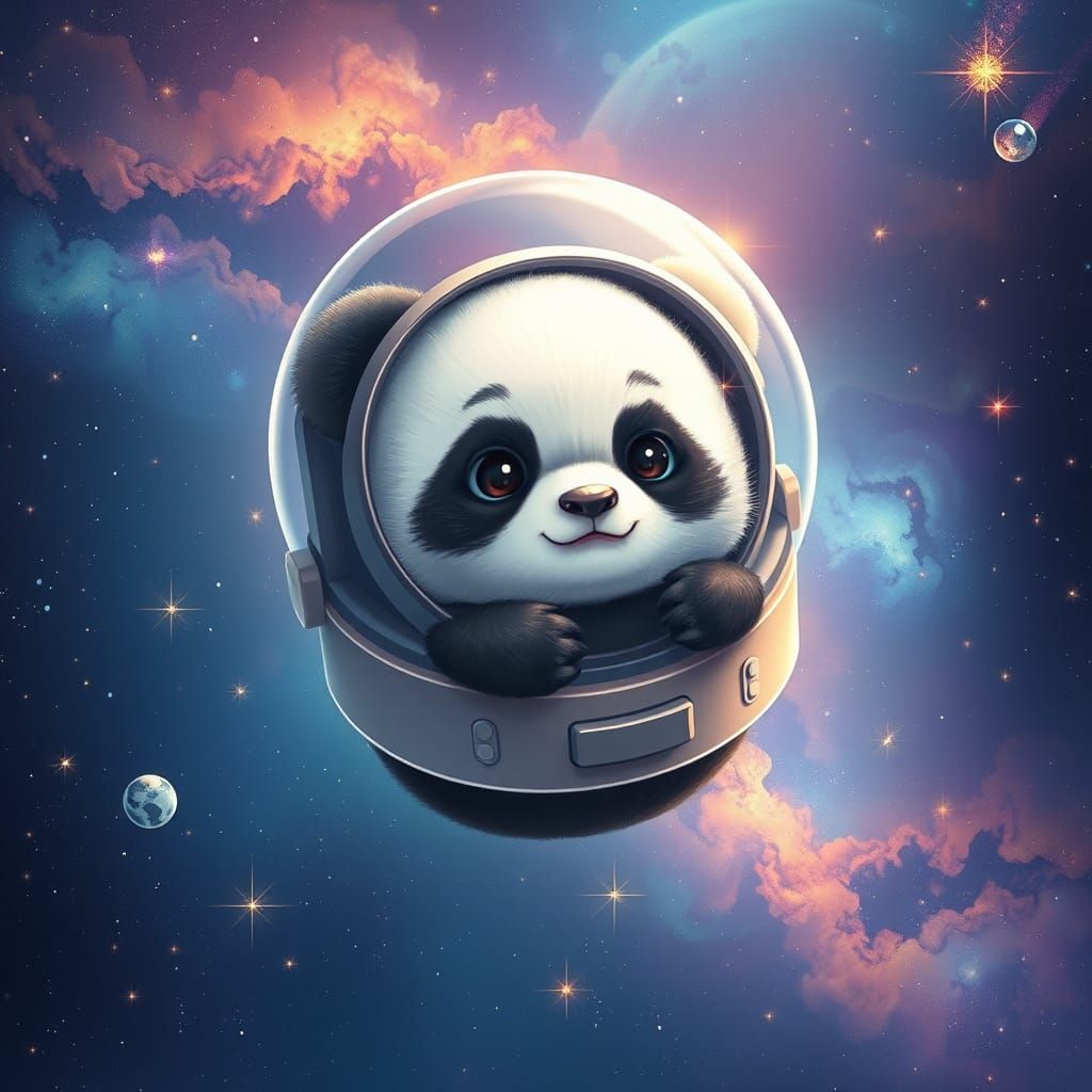 Cosmic Panda in Serene Dreamscape