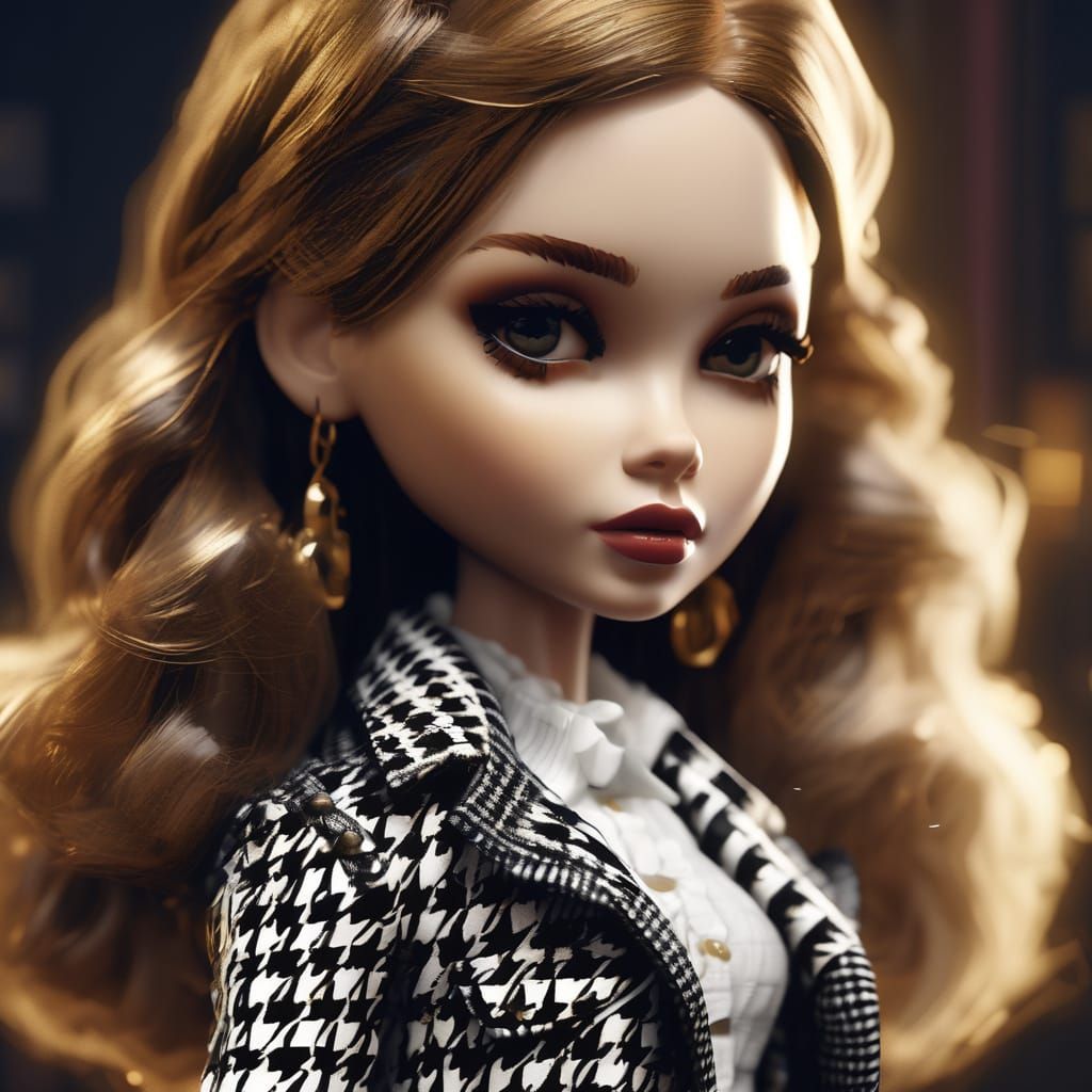 Miniature Blythe Doll in Oil Painting Style with Rich Textur...