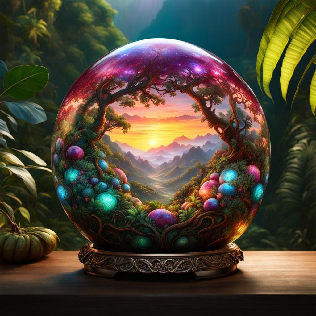 Glowing Glass Mangosteen Fantasycore Artwork