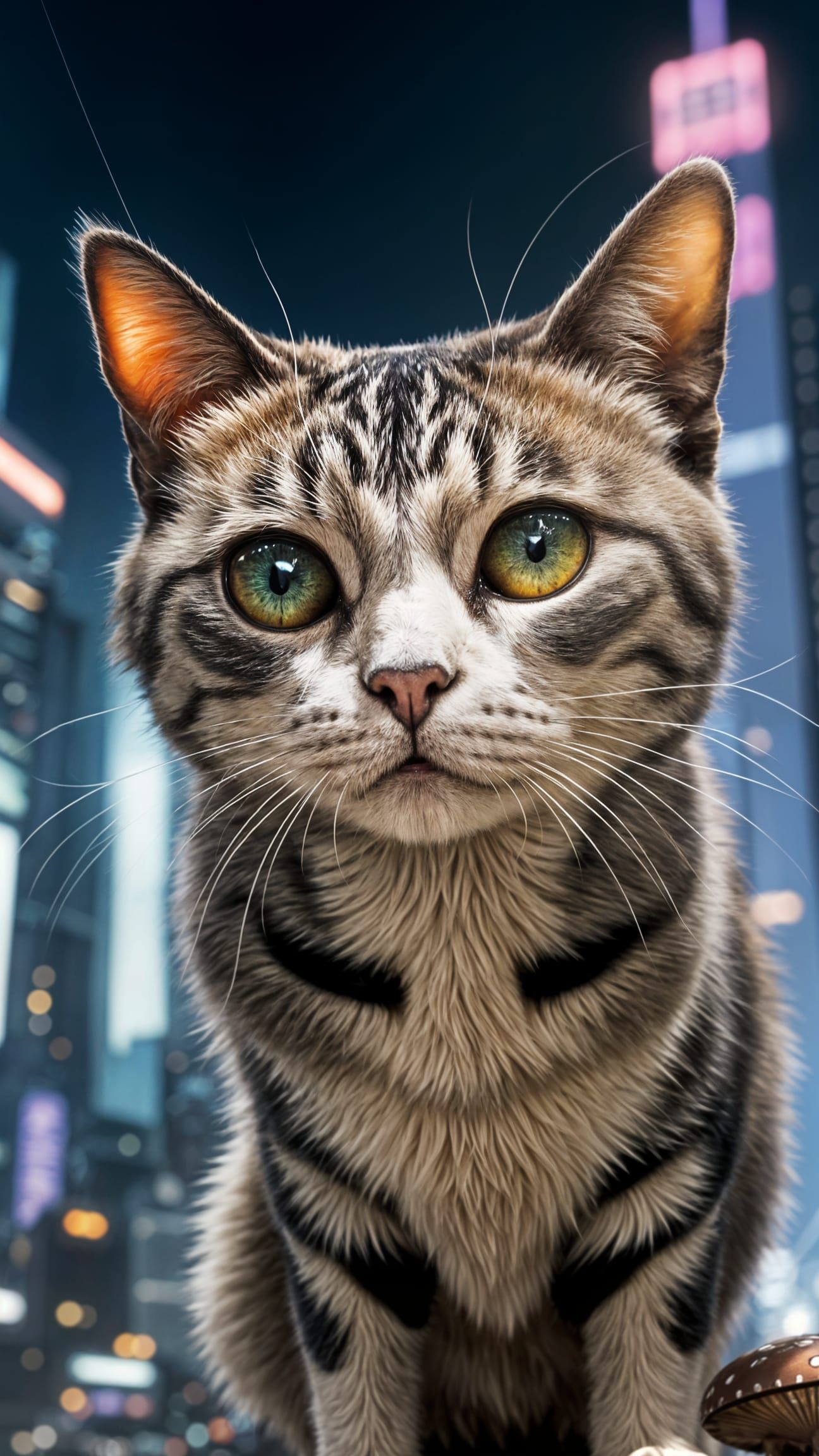 Psychedelic Cat in Futuristic Sci-Fi Style