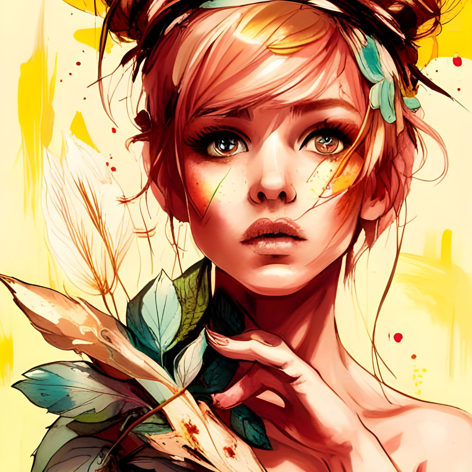 Anime Waifu in Illustrative Pin-Up Style