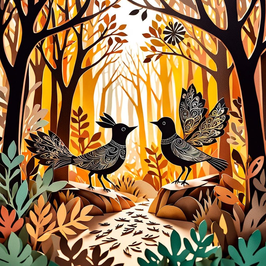 Whimsical Woodland Animals in Paper Cut-Out Style