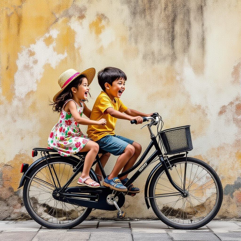 Children on Bicycle Mural in George Town, Penang