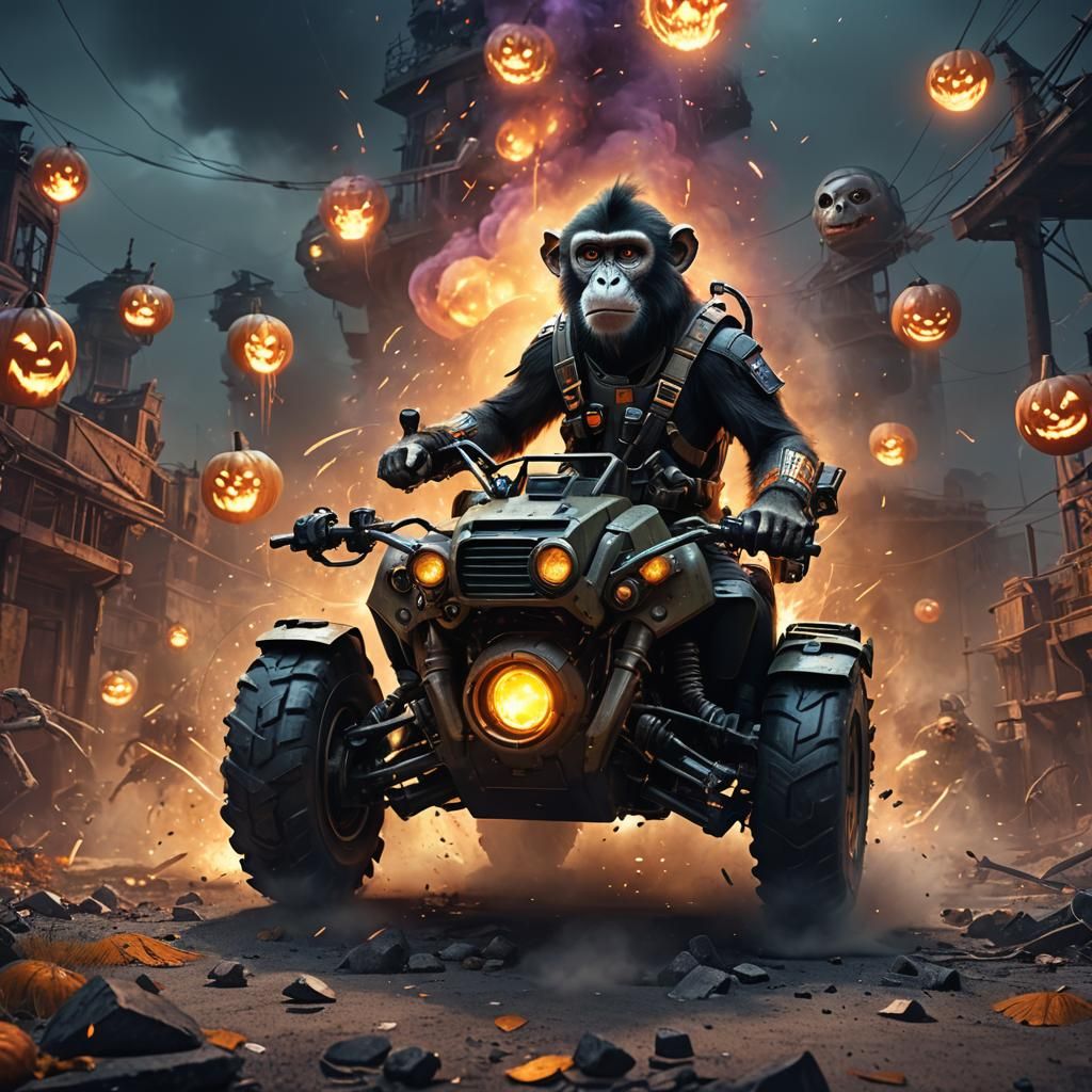 Monkey in Costume in Tank, Digital Concept Art