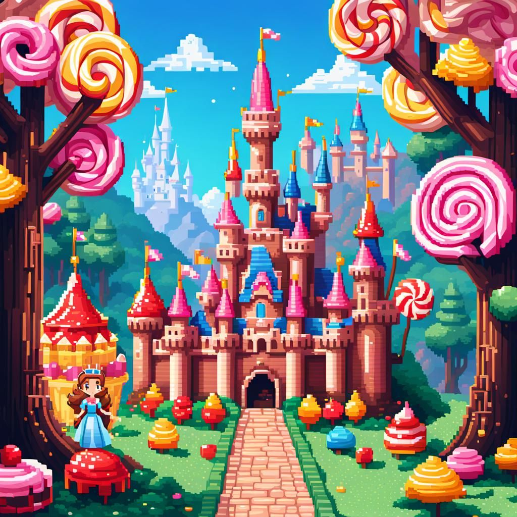 Princess and a Candy Castle Pixel art