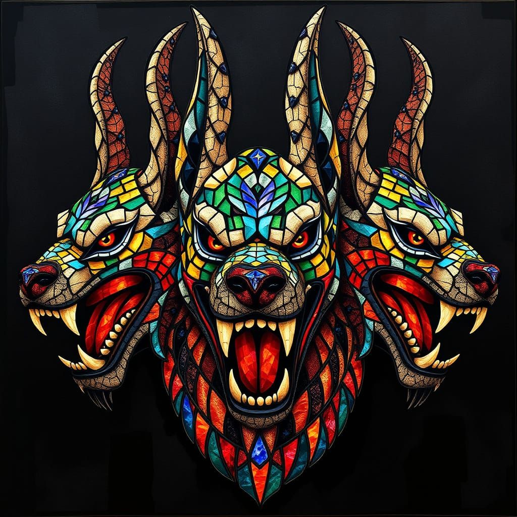Vibrant Mosaic Dog of Legend