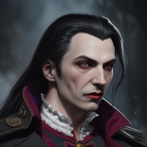 Count Dracula in Civil War Cockpit: Hyperrealistic Art