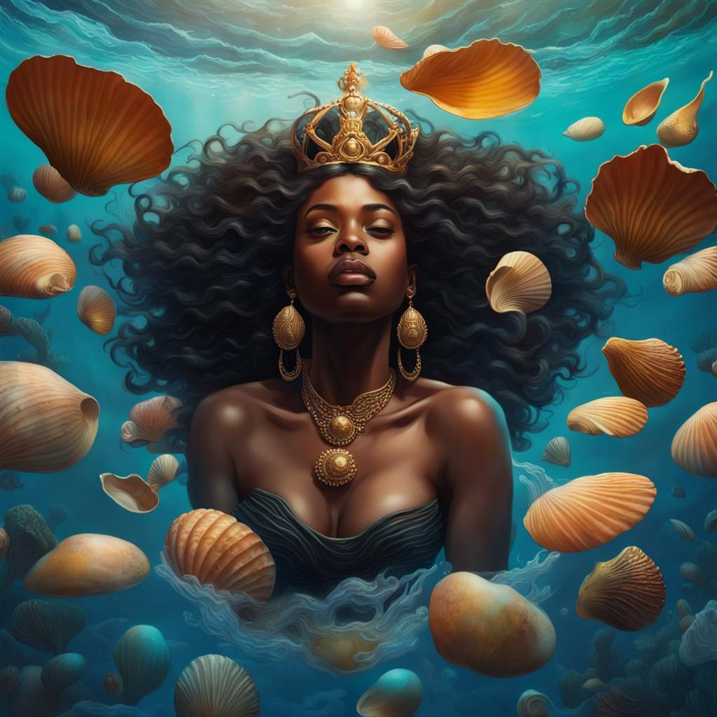 Underwater Queen of Cups in Hyperrealistic Style