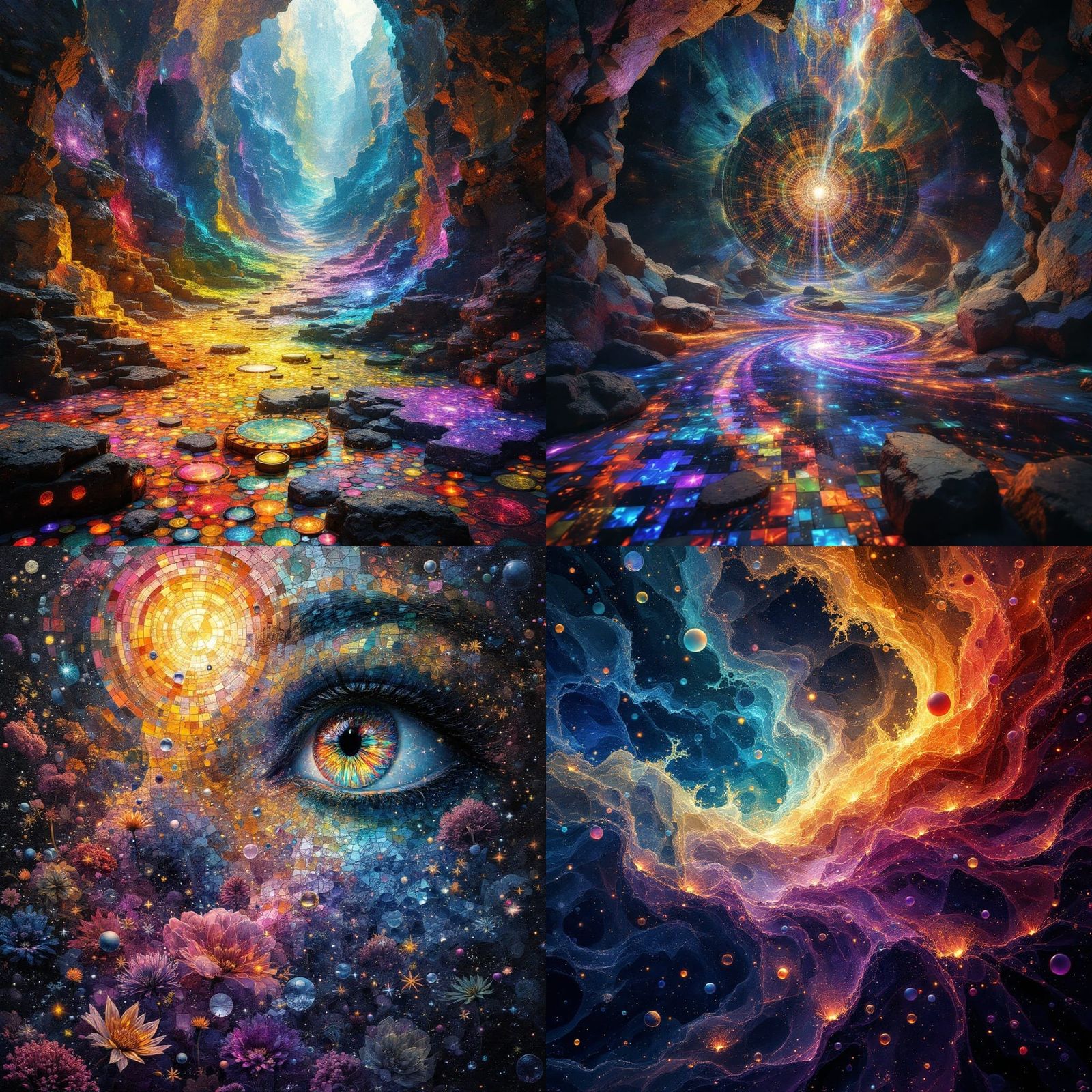 Fantastical Mosaic Art: Deep Colors and Intricate Detail