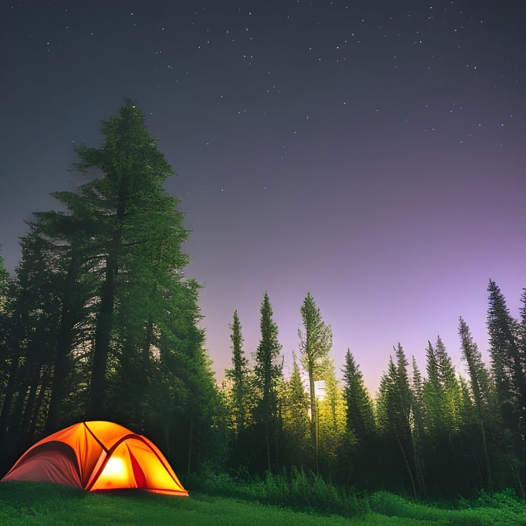 Night Forest Camping Under the Stars